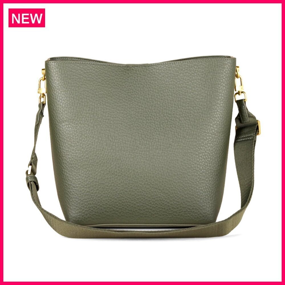 Soft Bucket Tote Bag with Adjustable Strap, Lightweight Faux Leather